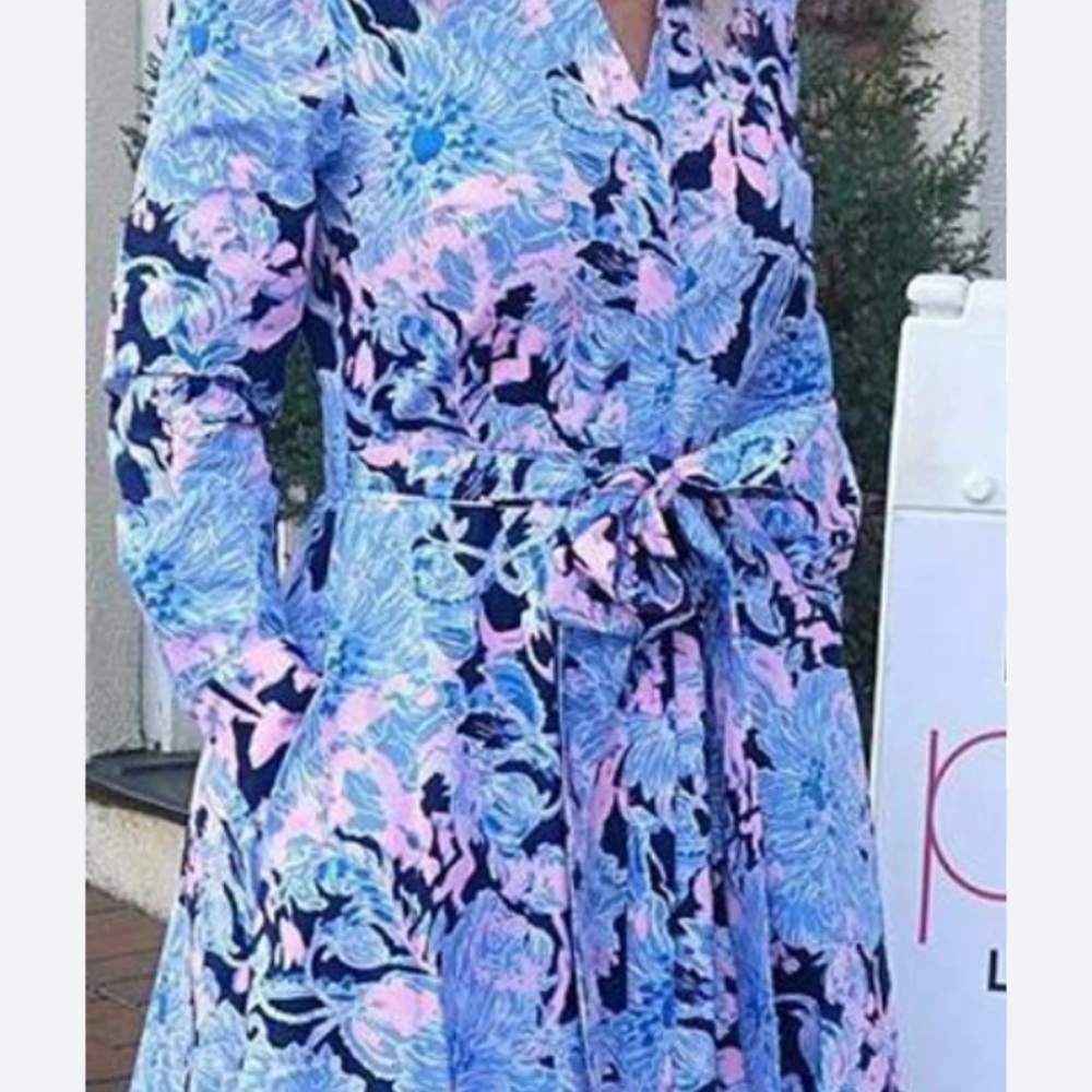Lilly Pulitzer Vibrant Blue and Pink Floral Dress